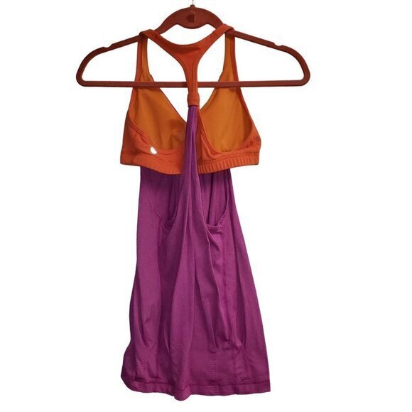 Lululemon No Limits Workout Exercises Top Women's Size 6 Purple Orange Pre-owned - Picture 2 of 4